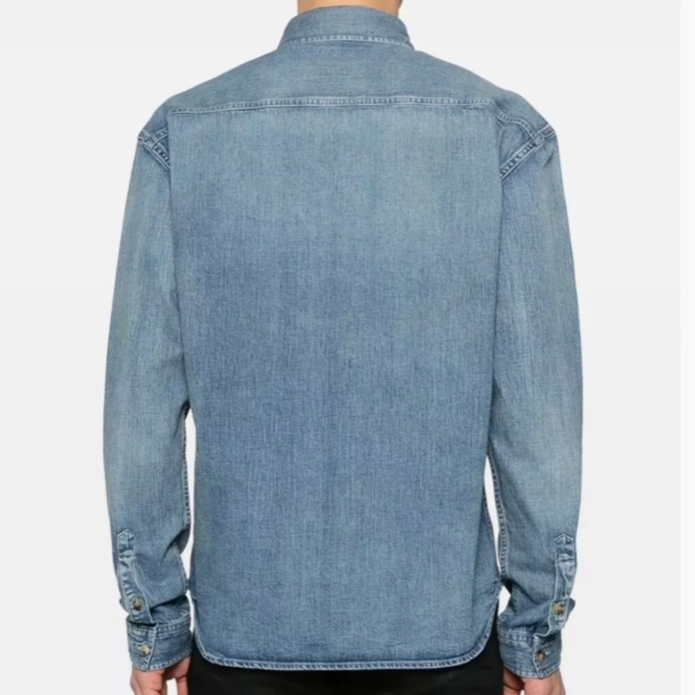 SAINT LAURENT YSL logo embroidered denim shirt - Picture 5 of 5